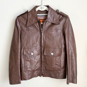 Redman Mens Brown Leather Coat M